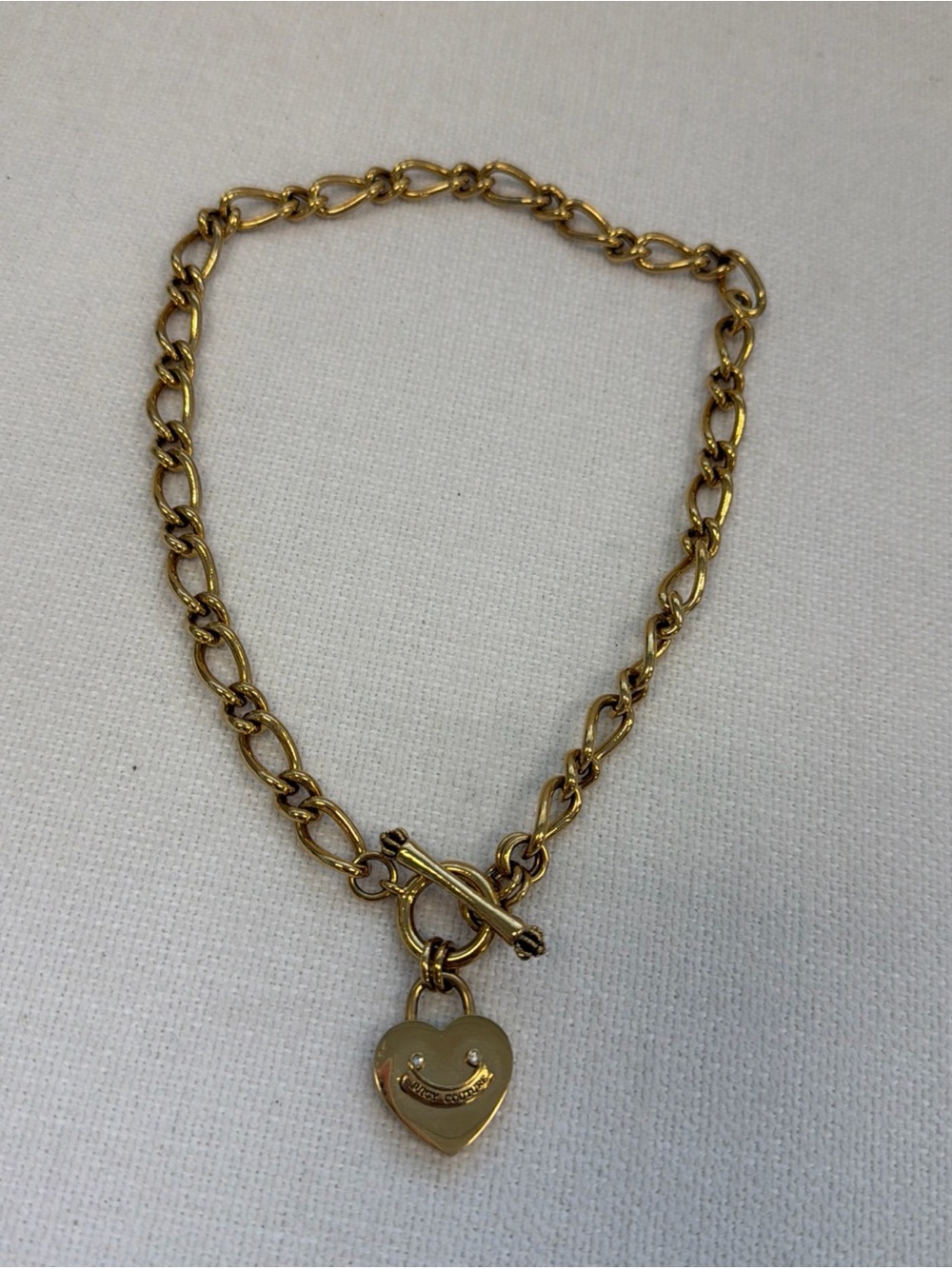 Juicy Couture Vintage Heart Gold Tone Chain Necklace Heavy 16" Y2K Royal Rare - Picture 7 of 8